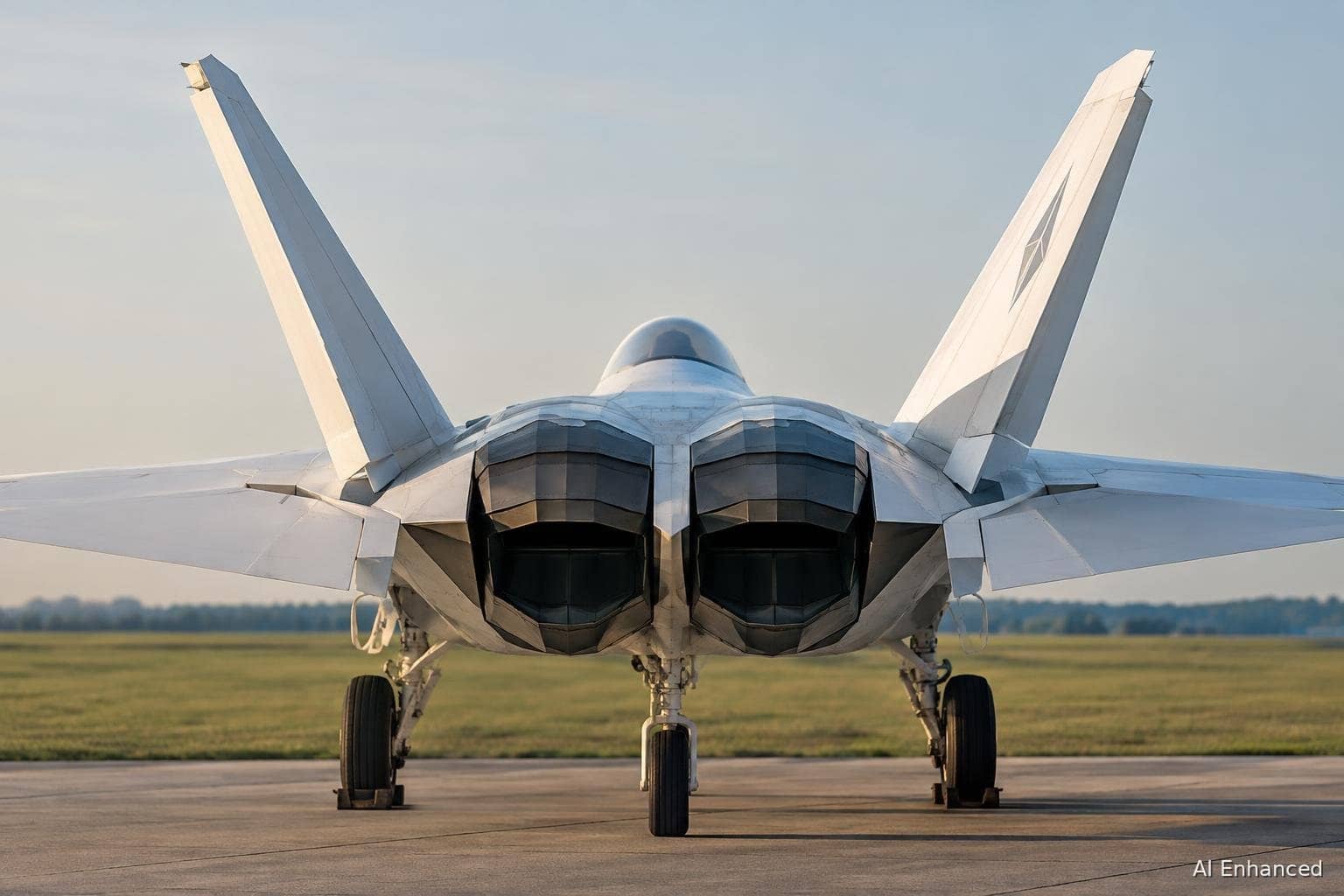 Illustration of a F-22A Raptor aircraft: tail survey.