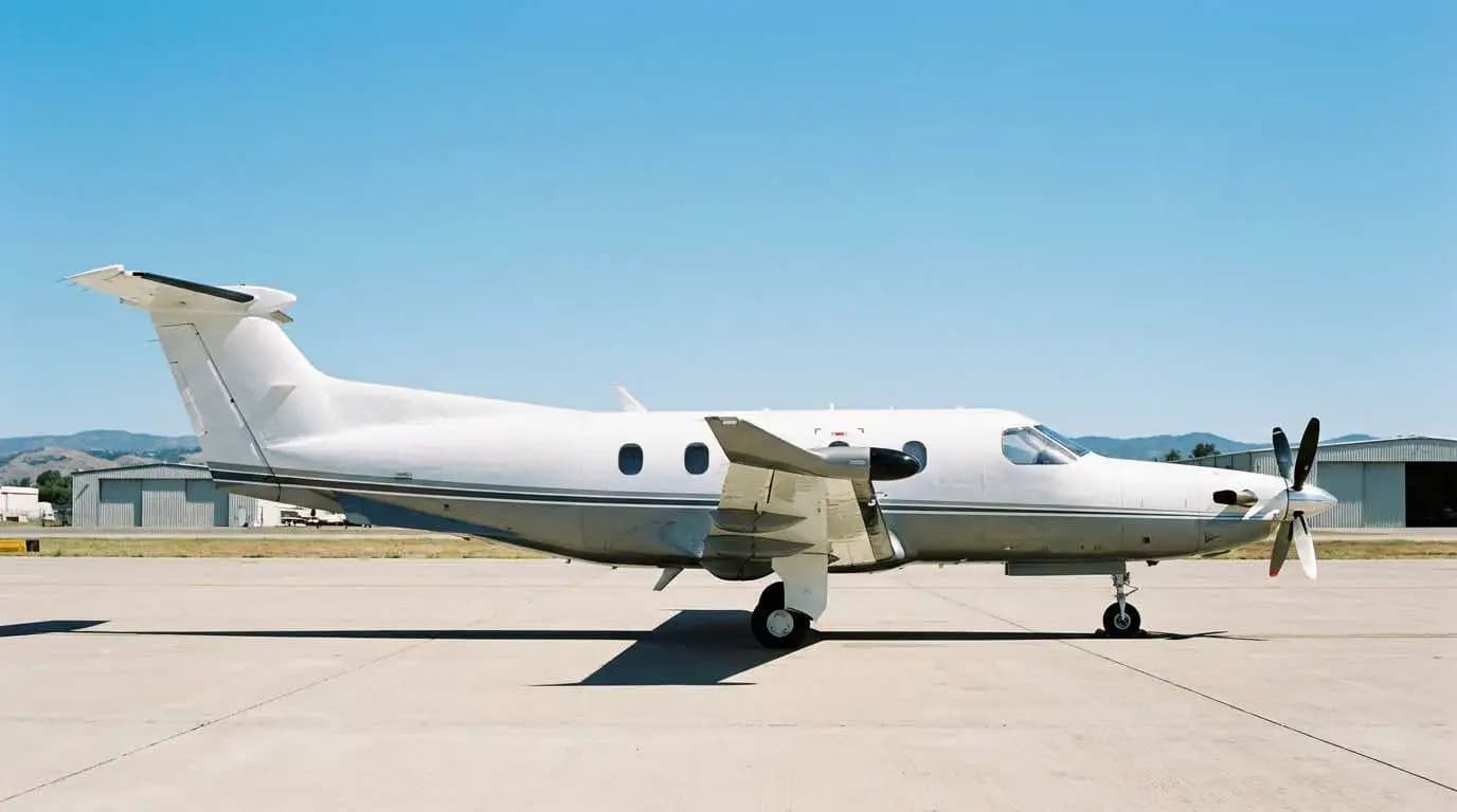 Beechcraft King Air parked on ramp showing twin turboprop profile and T-tail design
