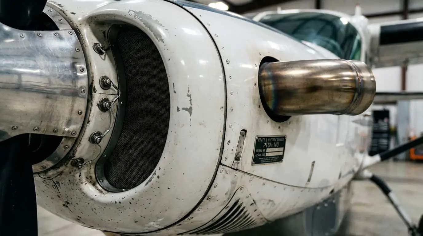Cessna Grand Caravan EX PT6A-140 engine cowling detail showing turboprop intake and exhaust configuration