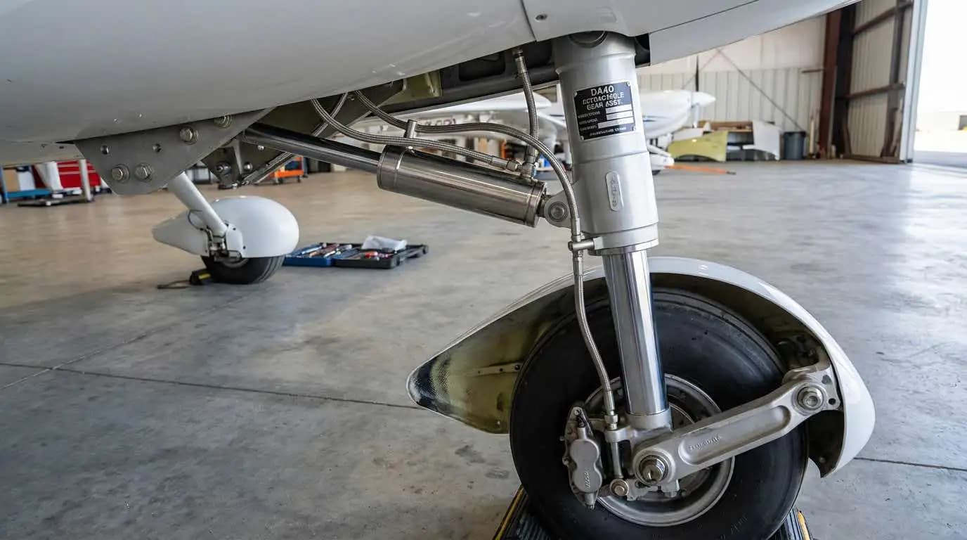 Diamond DA40 retractable landing gear detail showing mechanical system