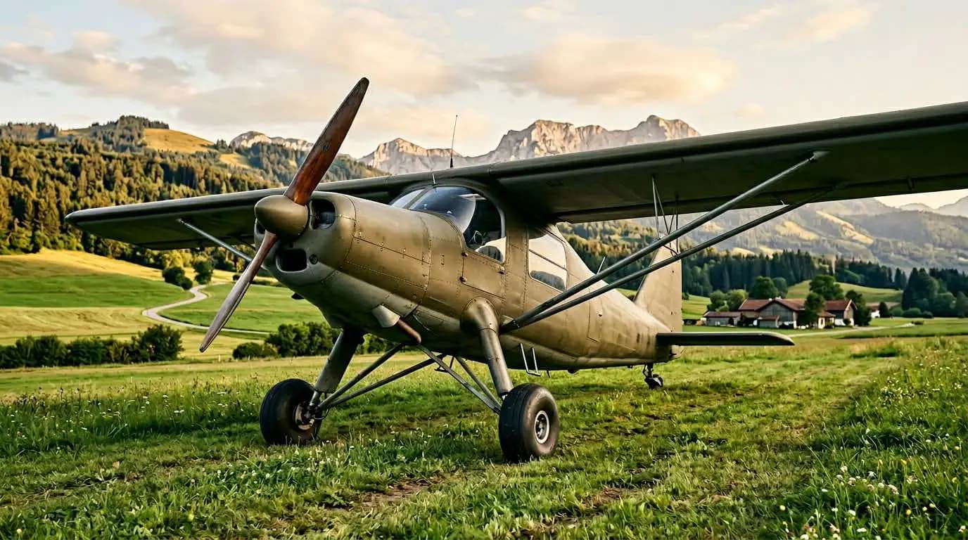 Dornier Do 27 parked on grass strip showing high-wing STOL profile and fixed gear