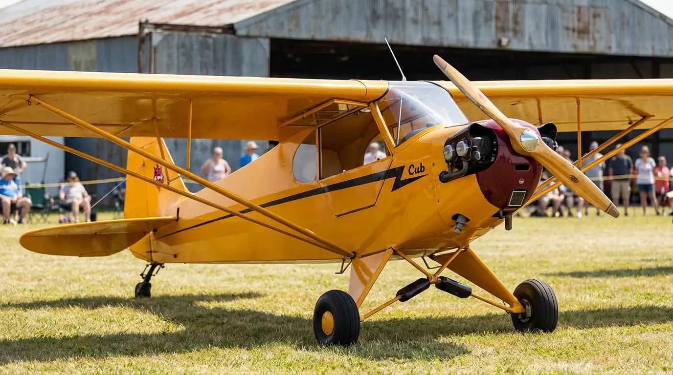 Piper J3 Cub restoration project showing classic elegance of restored aircraft design and paint