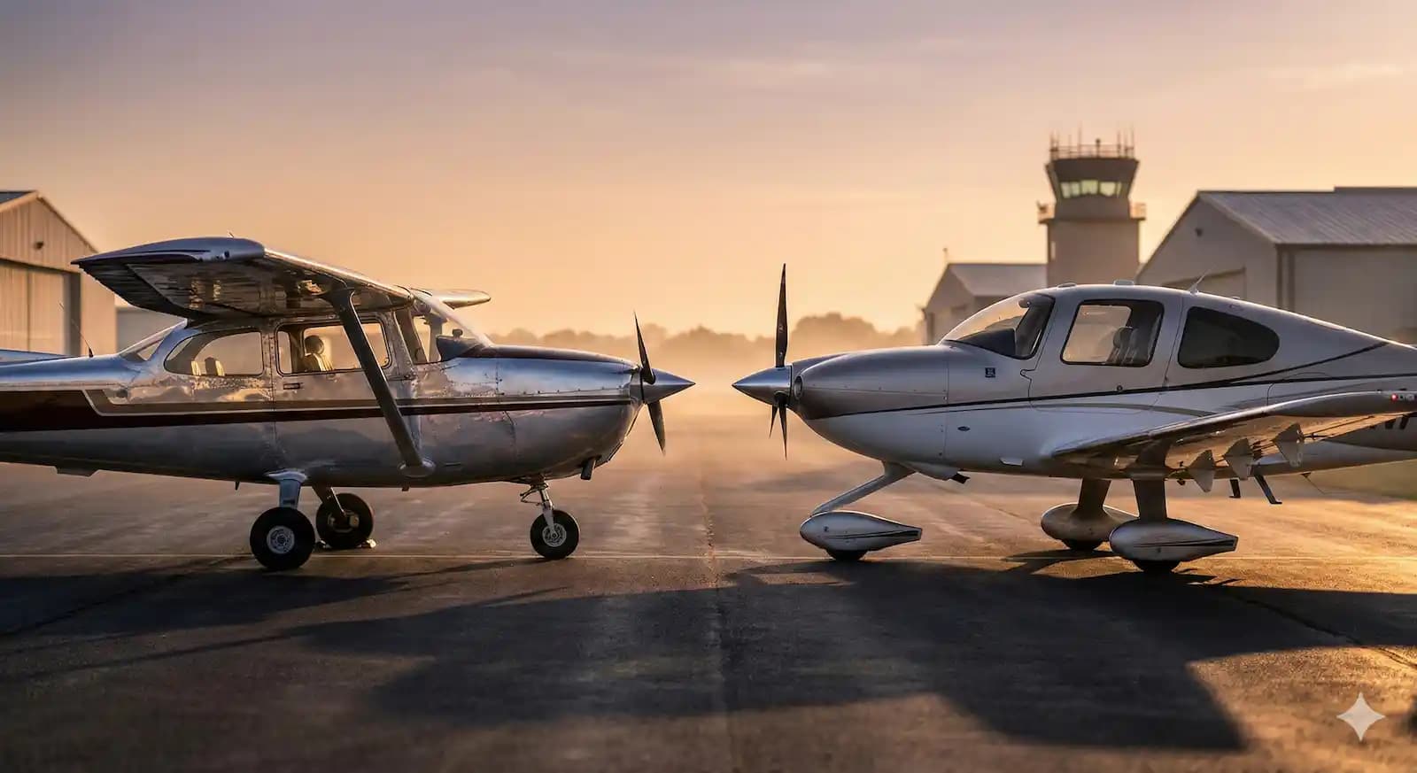 Two aircraft parked side by side representing the trade-in comparison process