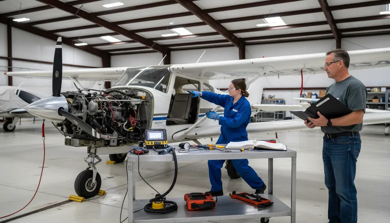 Detailed pre-purchase inspection of aircraft engine and systems