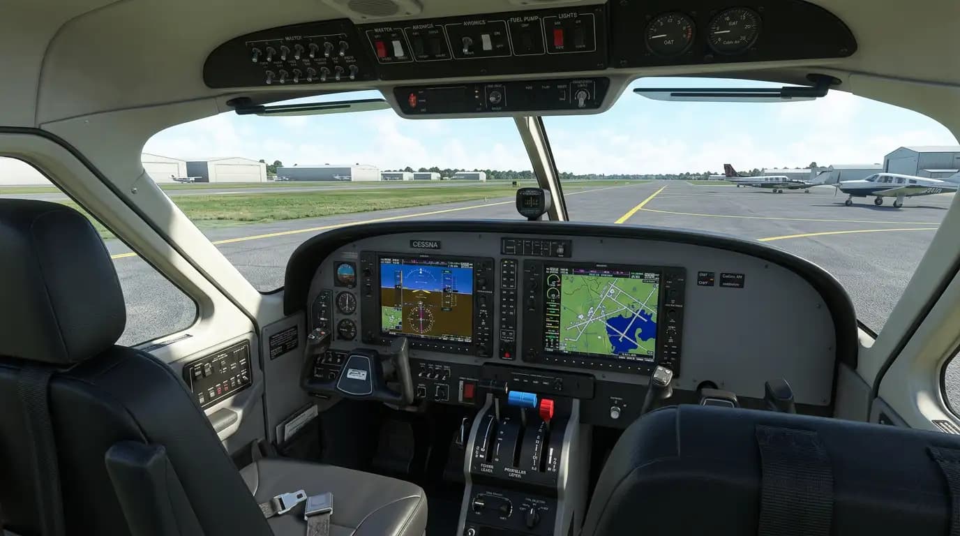 Cessna 208 Caravan cockpit with Garmin G1000 NXi glass panel avionics and single-pilot configuration