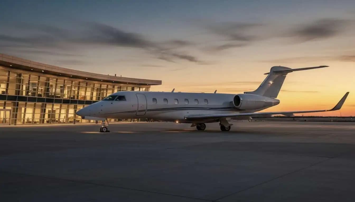 Cessna Citation Longitude parked at FBO terminal ready for executive charter departure