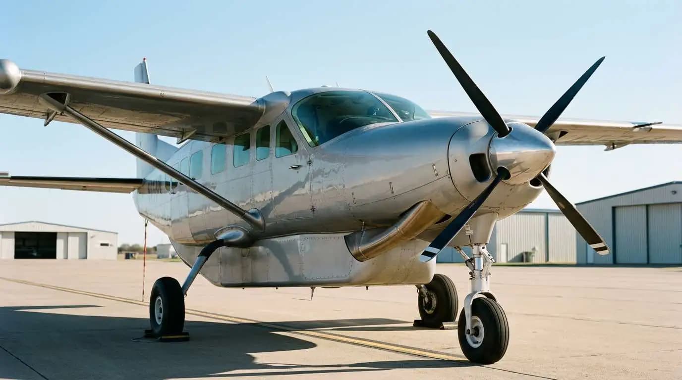 Cessna Grand Caravan EX parked on ramp showing high-wing single-engine turboprop utility aircraft profile