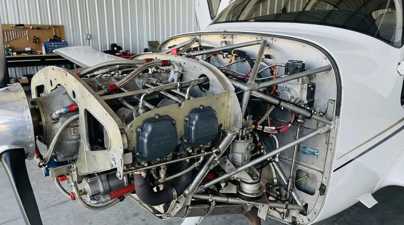 Cirrus SR20 Lycoming IO-360 engine detail showing fuel-injected piston engine construction