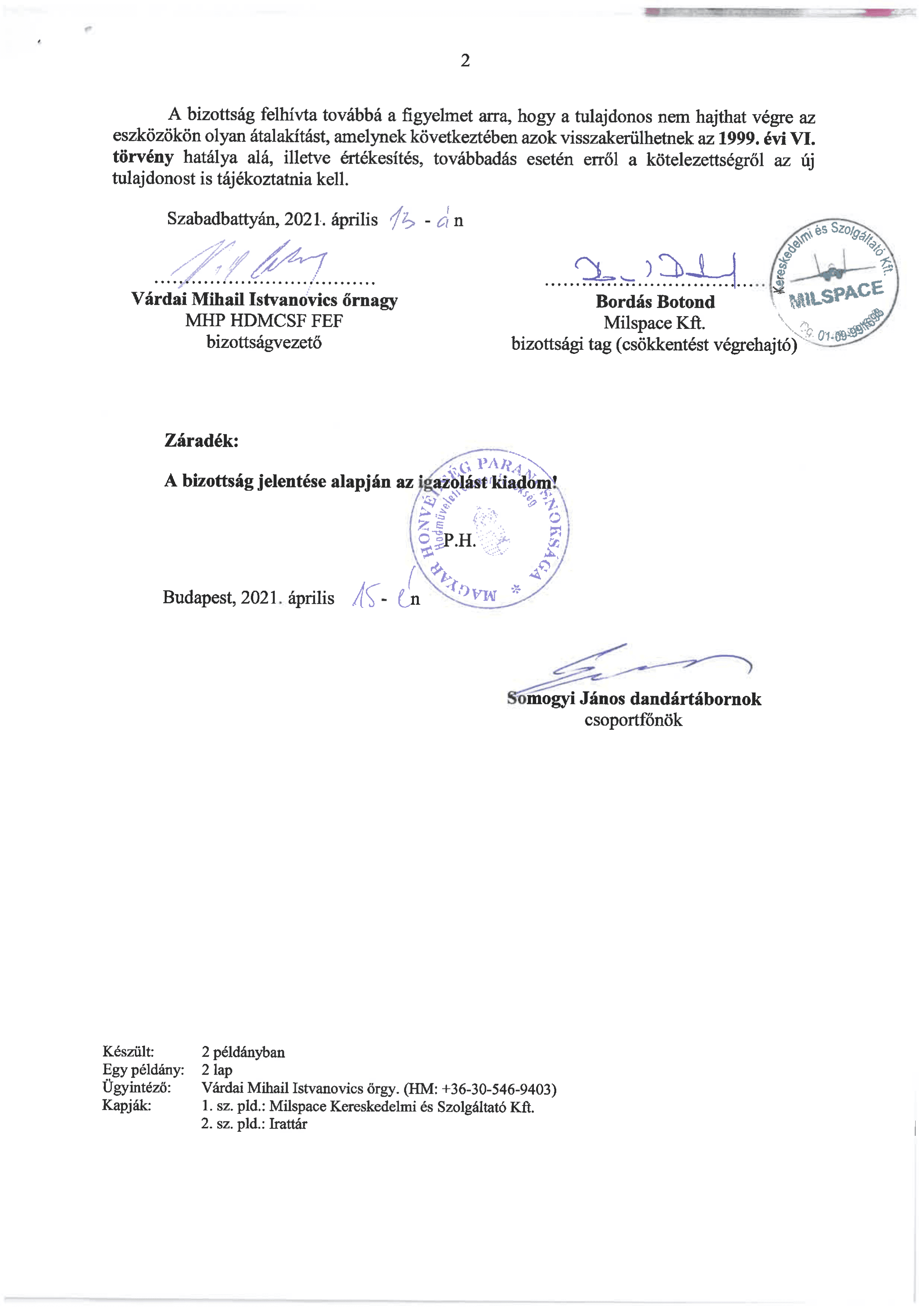 Fighter Jet Deactivation Certificate