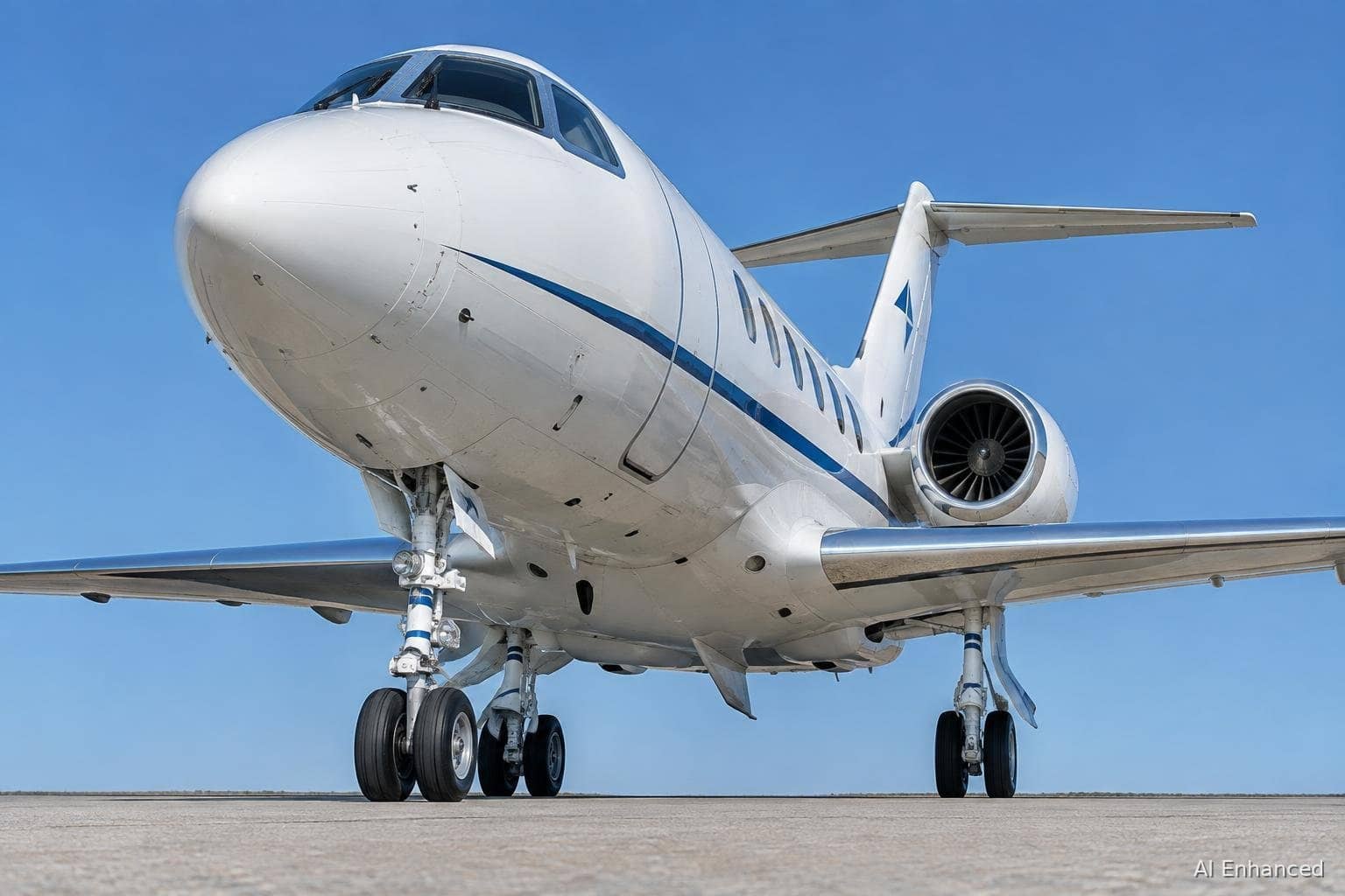 Illustration of a Hawker 800XP aircraft: underside and landing gear.