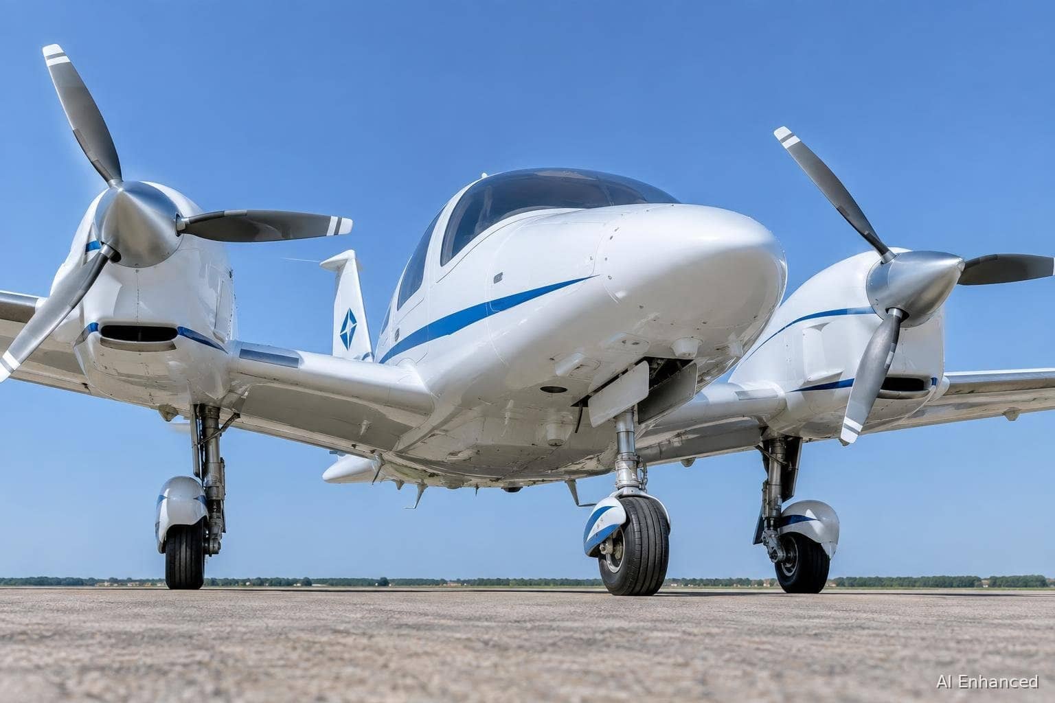 Illustration of a Diamond DA62 aircraft: underside and landing gear.