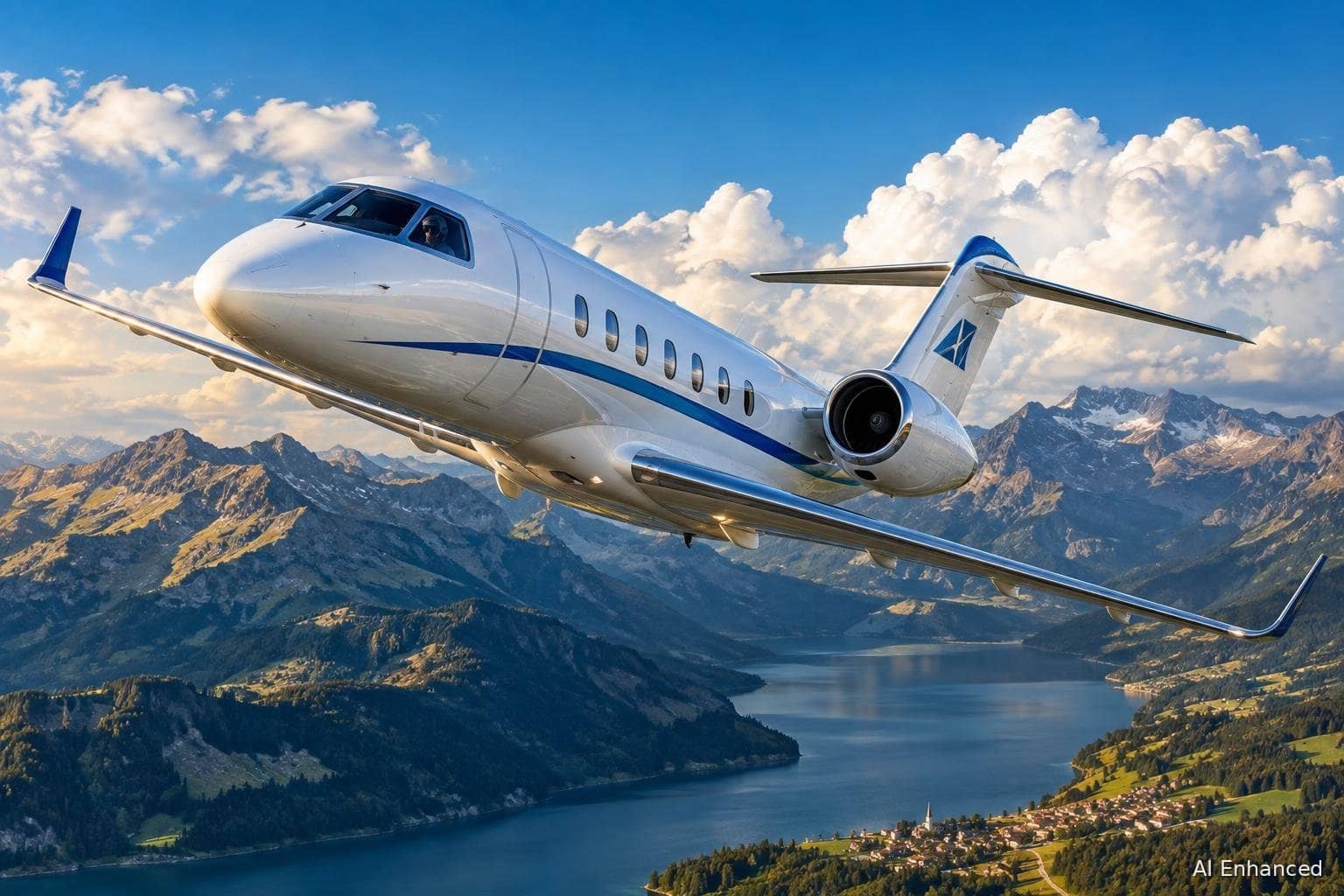 Illustration of a Bombardier Challenger 350 aircraft: side profile.