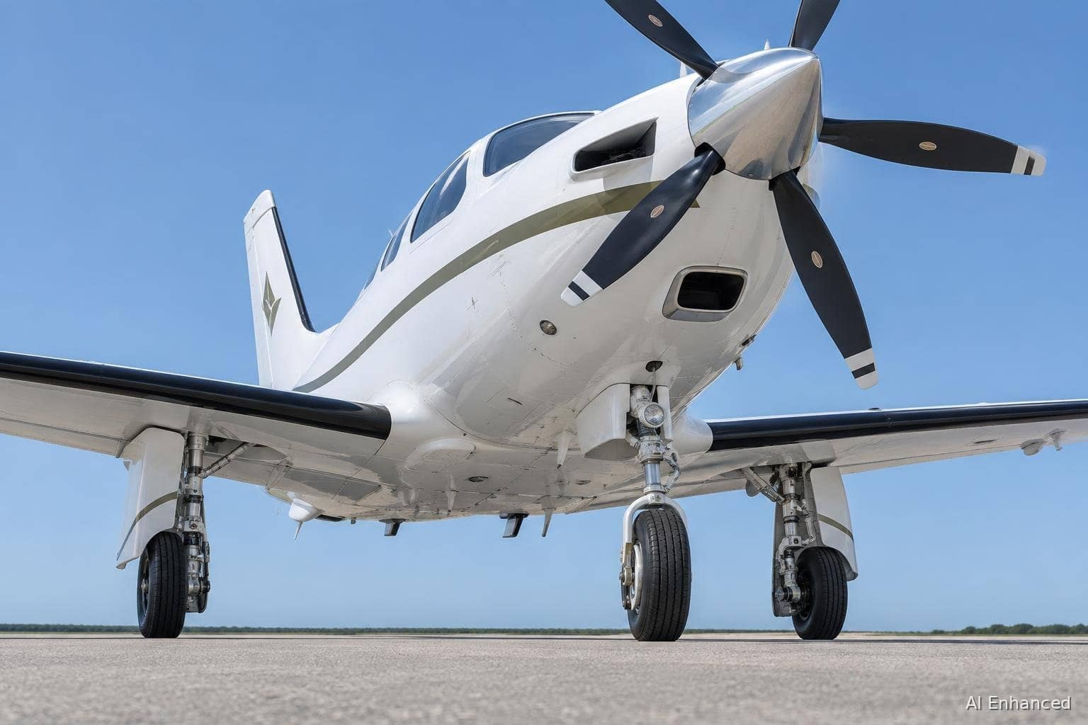 Illustration of a Daher TBM 940 aircraft: underside and landing gear.