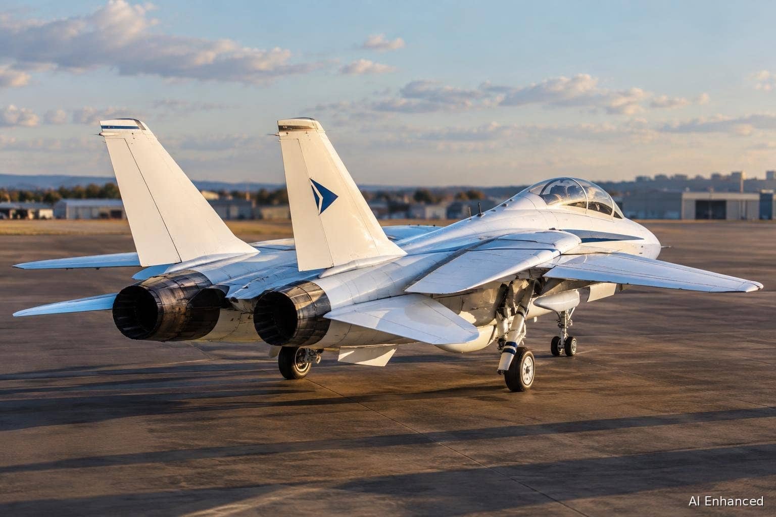 Illustration of a Grumman F-14 Tomcat aircraft: rear-left quarter.