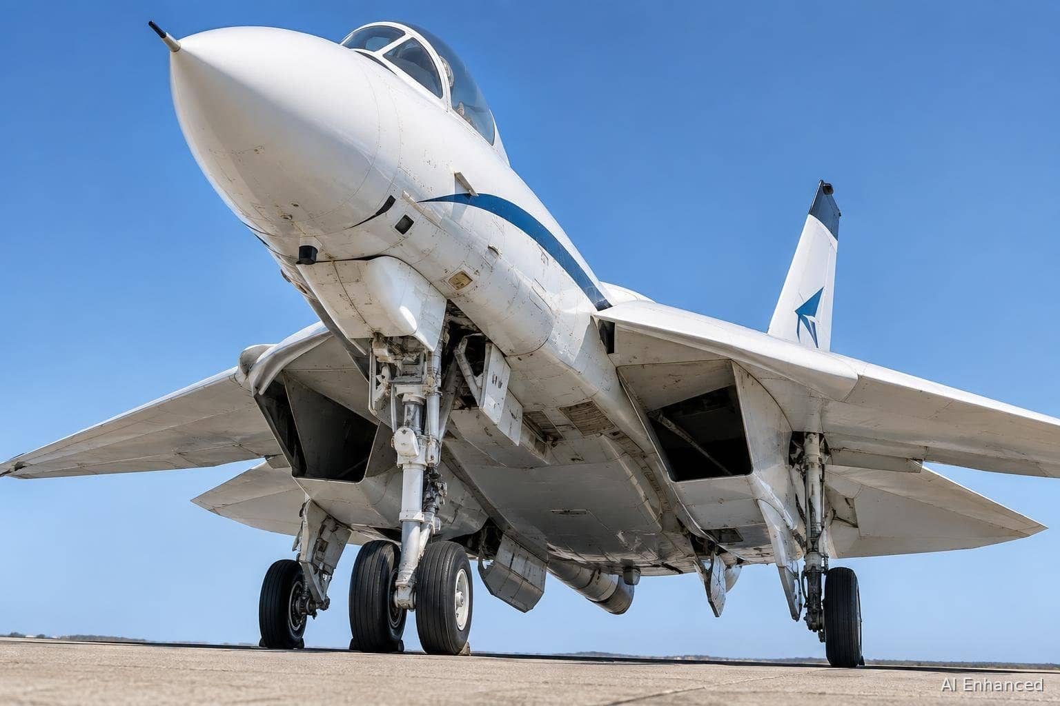 Illustration of a Grumman F-14 Tomcat aircraft: underside and landing gear.