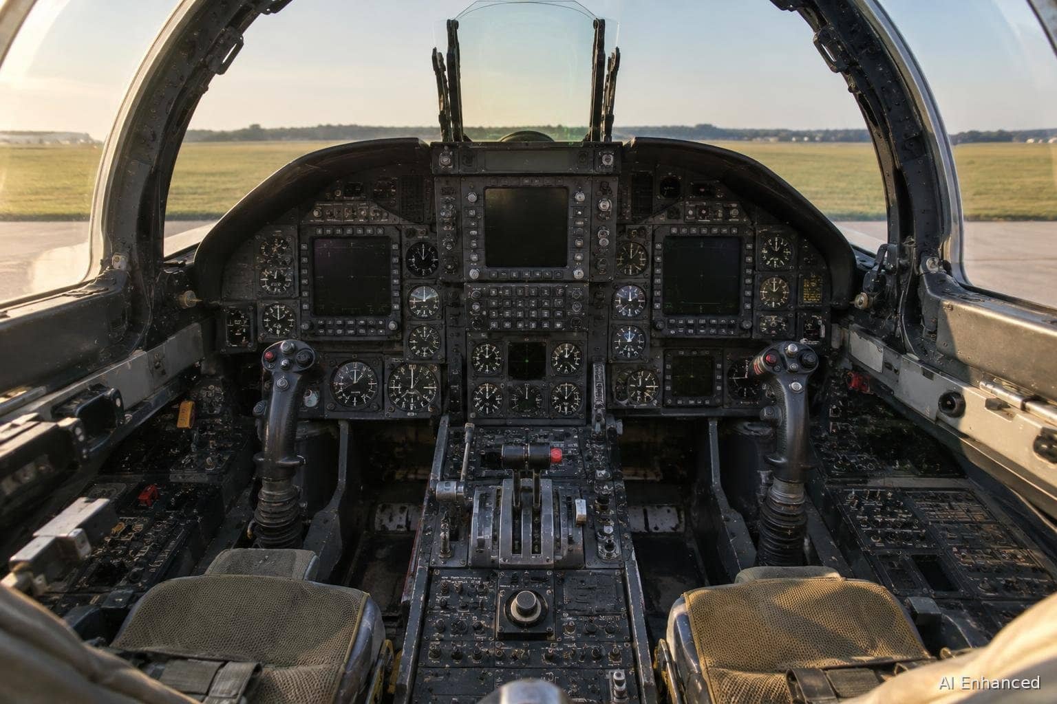 Illustration of a F/A-18A/B/C/D Hornet (Legacy Hornet) aircraft: cockpit.