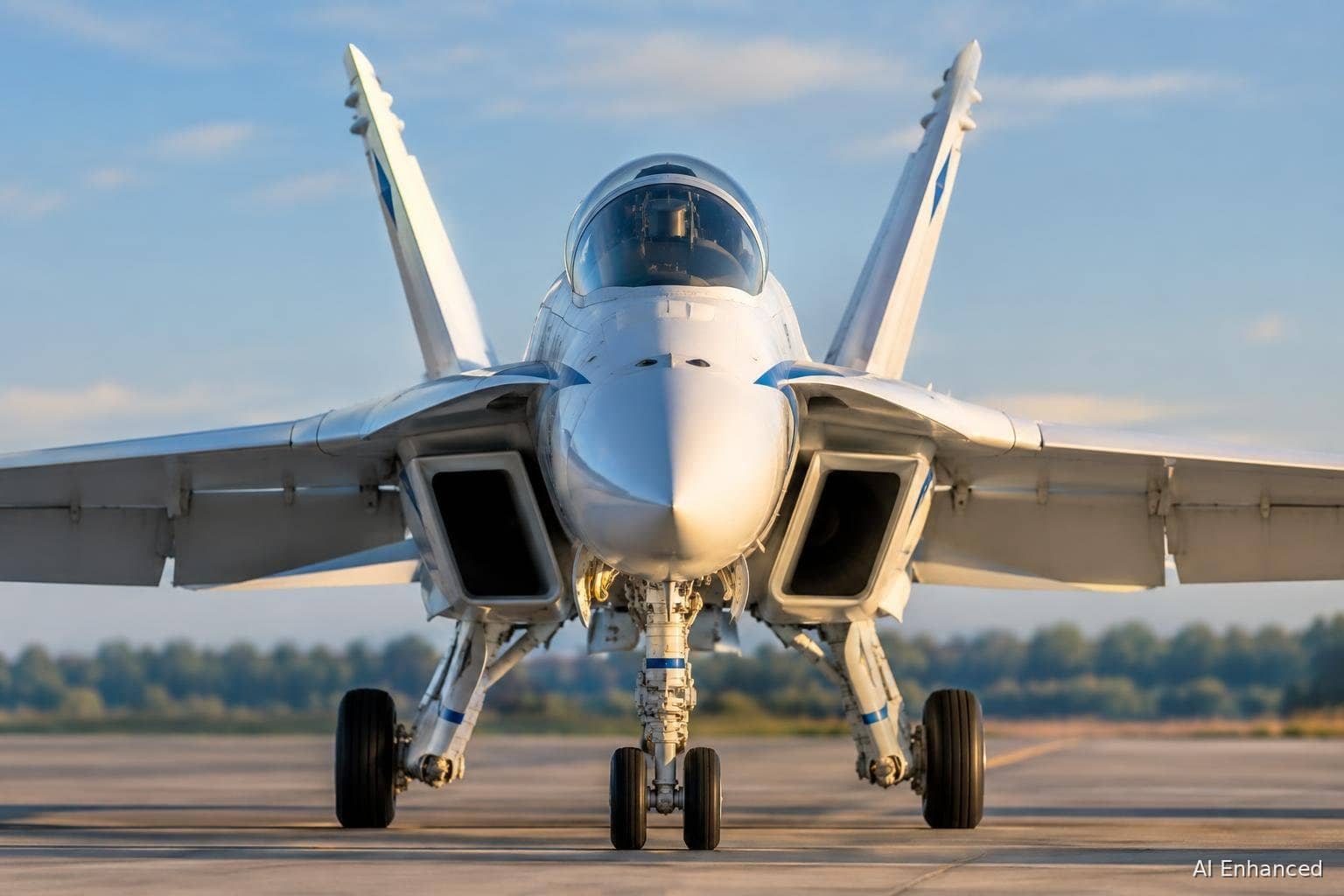 Illustration of a F/A-18A/B/C/D Hornet (Legacy Hornet) aircraft: front hero.