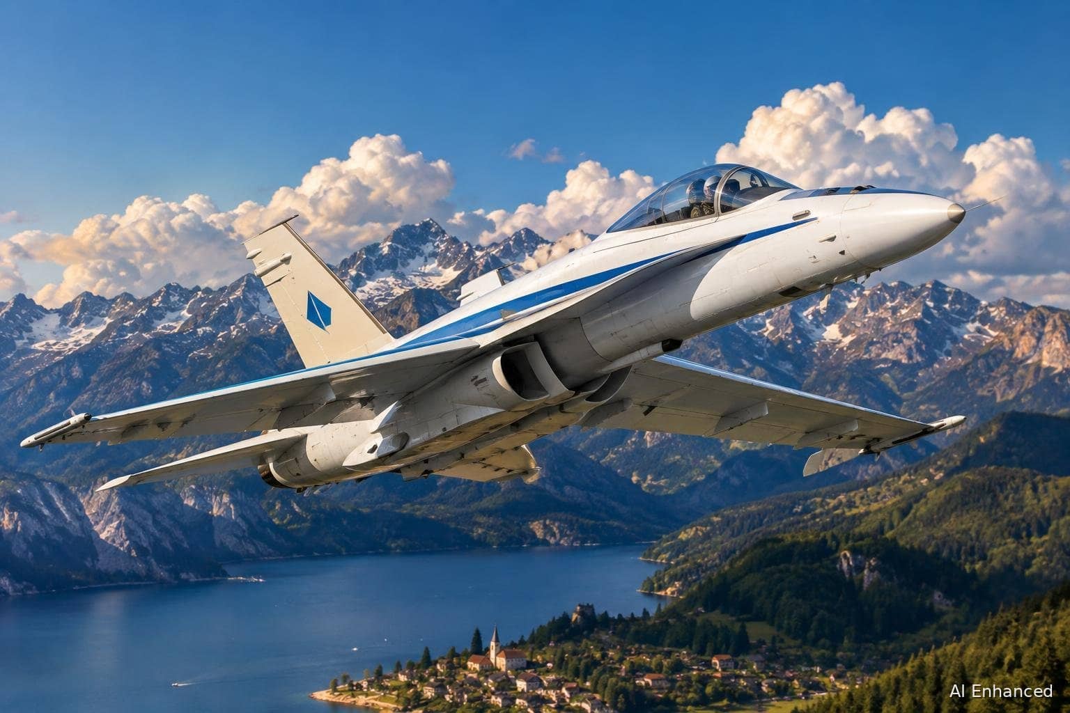 Illustration of a F/A-18A/B/C/D Hornet (Legacy Hornet) aircraft: side profile.