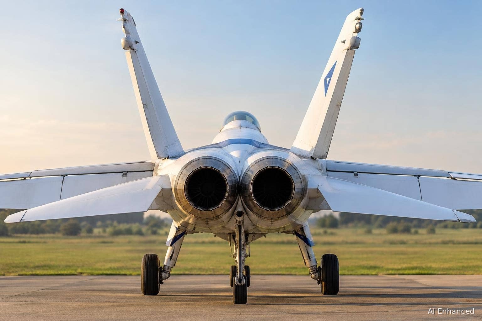 Illustration of a F/A-18A/B/C/D Hornet (Legacy Hornet) aircraft: tail survey.